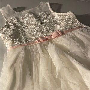 Jona Michelle White Lace Dress with Pink Bow